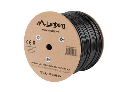 Kabel FTP Lanberg kat. 6 305m drut Outdoor CU czarny Kabel FTP Lanberg kat. 6 305m drut Outdoor CU czarny
