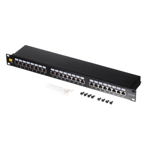 Patch panel 19'' Netrack 24-porty kat. 5e FTP, z półką Patch panel 19'' Netrack 24-porty kat. 5e FTP, z półką
