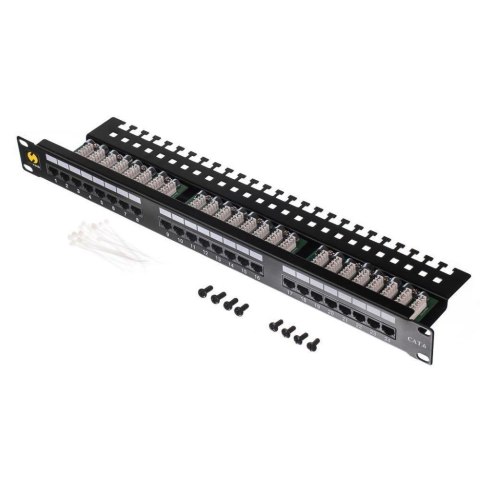 Patch panel 19'' Netrack 24-porty kat. 6 UTP, z półką Patch panel 19'' Netrack 24-porty kat. 6 UTP, z półką