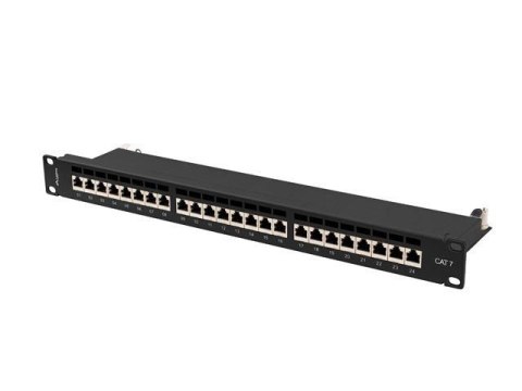 Patch panel Lanberg 24 port 1U kat.7 ekranowany czarny Patch panel Lanberg 24 port 1U kat.7 ekranowany czarny