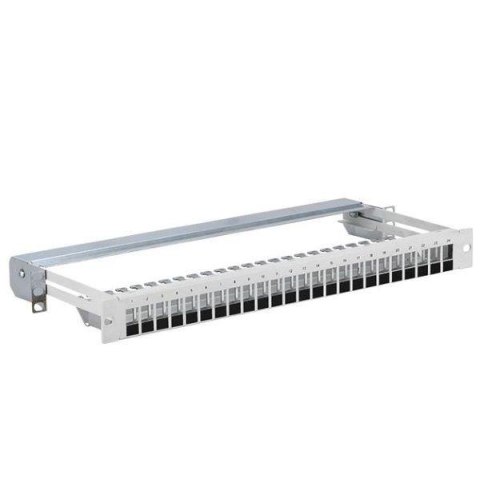 Patch panel keystone 19" Netrack 24-porty, FTP, wysuwany, szary Patch panel keystone 19" Netrack 24-porty, FTP, wysuwany, szary