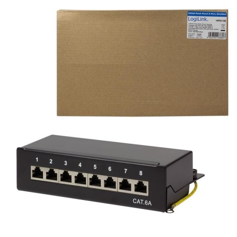 Patch panel stacjonarny LogiLink NP0018B 8x RJ45 kat.6A ekranowany Patch panel stacjonarny LogiLink NP0018B 8x RJ45 kat.6A ekranowany