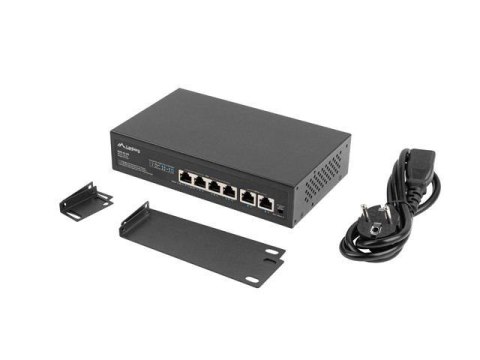 Switch niezarządzalny Lanberg 4x 100Mb PoE+/2x 100Mb Rack 10"/19" Fast Ethernet 60W Switch niezarządzalny Lanberg 4x 100Mb PoE+/2x 100Mb Rack 10"/19" Fast Ethernet 60W
