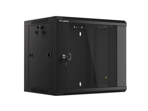 Szafa instalacyjna Lanberg rack wisząca 19" 9U 450 drzwi szklane czarna (złożona)) Szafa instalacyjna Lanberg rack wisząca 19" 9U 450 drzwi szklane czarna (złożona))