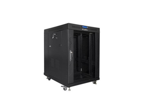 Szafa instalacyjna Rack stojąca 19" 15U 600x800 czarna drzwi szklane LCD Lanberg (flat pack) Szafa instalacyjna Rack stojąca 19" 15U 600x800 czarna drzwi szklane LCD Lanberg (flat pack)