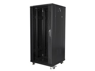 Szafa instalacyjna Rack stojąca 19" 27U 600x600 czarna Lanberg (flat pack)