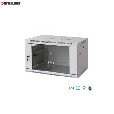 Szafa wisząca, zmontowana Intellinet 6U, 600x450, Rack 19", szklane drzwi, szara Szafa wisząca, zmontowana Intellinet 6U, 600x450, Rack 19", szklane drzwi, szara
