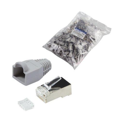 Wtyk RJ45 CAT.6 FTP LogiLink MP0021 z osłonką, szary 100szt Wtyk RJ45 CAT.6 FTP LogiLink MP0021 z osłonką, szary 100szt