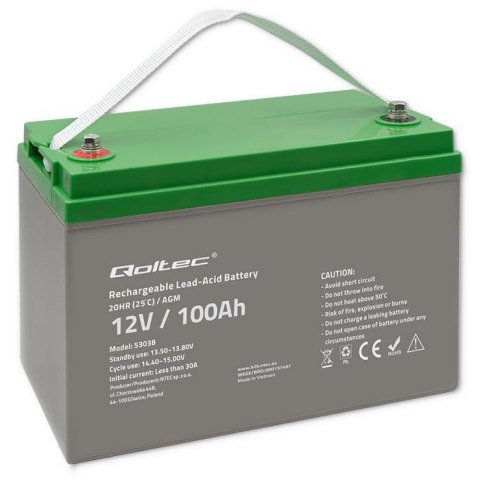 Akumulator AGM Qoltec 12V | 100Ah Akumulator AGM Qoltec 12V | 100Ah