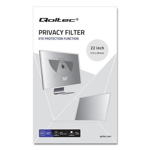 Filtr prywatyzujący RODO Qoltec 22" (16:10) Filtr prywatyzujący RODO Qoltec 22" (16:10)