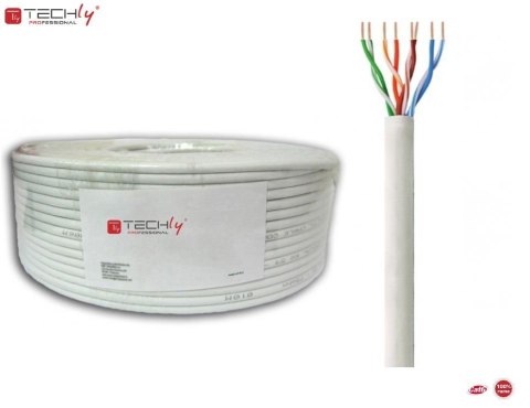Kabel instalacyjny TechlyPro skrętka Cat6 U/UTP drut 100% miedź LSZH/LSOH 100m, szary Kabel instalacyjny TechlyPro skrętka Cat6 U/UTP drut 100% miedź LSZH/LSOH 100m, szary