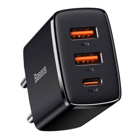 Ładowarka sieciowa Baseus Compact CCXJ-E01 30W z dwoma gniazdami USB QC3.0 oraz USB-C PD 3.0 Ładowarka sieciowa Baseus Compact CCXJ-E01 30W z dwoma gniazdami USB QC3.0 oraz USB-C PD 3.0