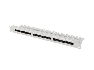 Patch panel Lanberg 24 port 1U 19" Kat.5e UTP z organizerem kablowym szary
