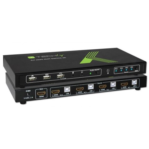 Przełącznik KVM Techly 4-portowy HDMI/USB 4x1 z Audio 4K*60Hz Przełącznik KVM Techly 4-portowy HDMI/USB 4x1 z Audio 4K*60Hz