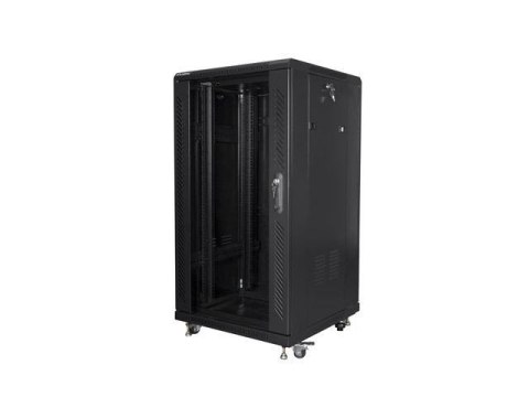 Szafa instalacyjna Rack stojąca 19" 22U 600x600 czarna Lanberg (flat pack) Szafa instalacyjna Rack stojąca 19" 22U 600x600 czarna Lanberg (flat pack)