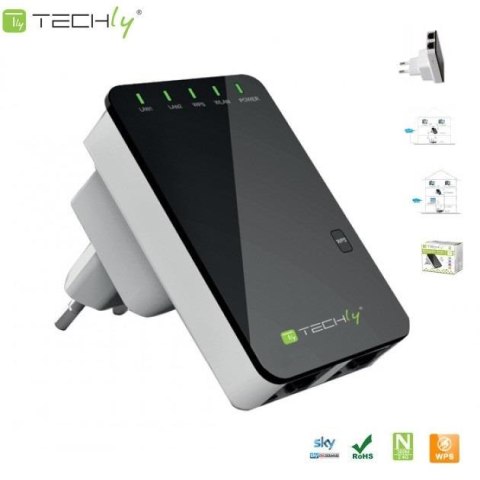 Wzmacniacz sygnału Wi-Fi Techly I-WL-REPEATER2 N300 Wall-Plug Wzmacniacz sygnału Wi-Fi Techly I-WL-REPEATER2 N300 Wall-Plug