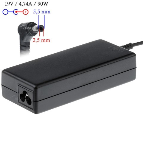 Zasilacz sieciowy Akyga AK-ND-10 do notebooka 19V/4,74A 90W 5.5x2.5 mm Zasilacz sieciowy Akyga AK-ND-10 do notebooka 19V/4,74A 90W 5.5x2.5 mm