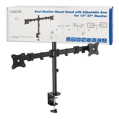 Uchwyt LogiLink do monitora podwójny LCD/LED VESA 100x100, 13-27" Uchwyt LogiLink do monitora podwójny LCD/LED VESA 100x100, 13-27"