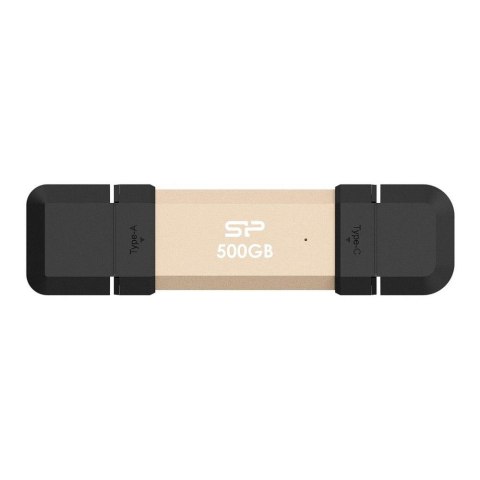 Dysk zewnętrzny SSD Silicon Power DS72 500GB USB-A USB-C (1050/850 MB/s) złoty Dysk zewnętrzny SSD Silicon Power DS72 500GB USB-A USB-C (1050/850 MB/s) złoty