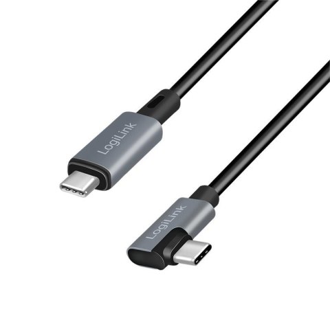 Kabel USB 2.0 LogiLink CU0184 USB-C - USB-C, M/M, kątowy, czarno/szary, 3m Kabel USB 2.0 LogiLink CU0184 USB-C - USB-C, M/M, kątowy, czarno/szary, 3m