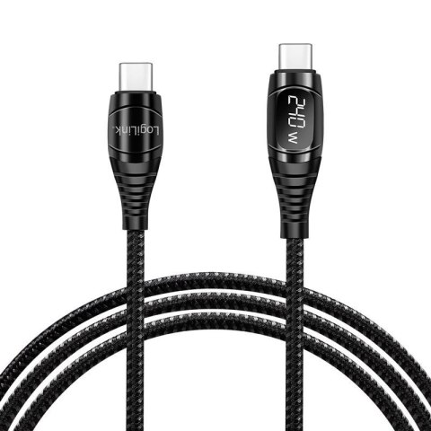 Kabel USB 2.0 LogiLink CU0185 USB-C - USB-C, M/M, z wyświetlaczem, czarny, 2m Kabel USB 2.0 LogiLink CU0185 USB-C - USB-C, M/M, z wyświetlaczem, czarny, 2m