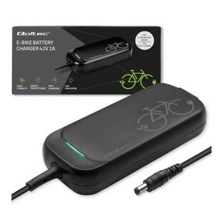 Ładowarka Qoltec do roweru skutera elektrycznego 36V | 42V | 2A | 5.5*2.5 | wodoodporna + kabel zasilający