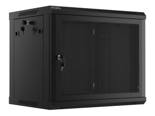 Szafa instalacyjna Lanberg rack wisząca 19" 9U 600x450 drzwi perforowane czarna (flat pack)