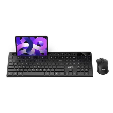 Zestaw bezprzewodowy klawiatura + mysz Marvo KC411W BK niski profil klawiszy Zestaw bezprzewodowy klawiatura + mysz Marvo KC411W BK niski profil klawiszy