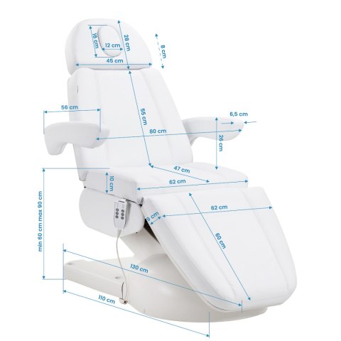 Fotel kosmetyczny Azzurro Lux 3m biały Fotel kosmetyczny Azzurro Lux 3m biały