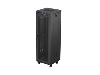 Szafa instalacyjna Rack Lanberg stojąca 19" 37U 600x600 czarna drzwi perforowane LCD (flat pack)