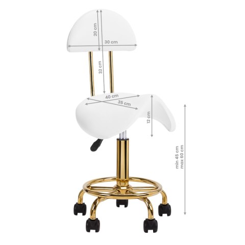 Taboret kosmetyczny 6001-G złoto - biały 2 gat. Taboret kosmetyczny 6001-G złoto - biały 2 gat.