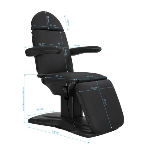 Elektryczny fotel kosmetyczny SILLON Eclipse 3 siln. czarny Elektryczny fotel kosmetyczny SILLON Eclipse 3 siln. czarny