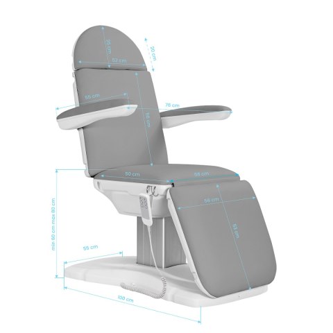 Elektryczny fotel kosmetyczny SILLON Eclipse 3 siln. szary Elektryczny fotel kosmetyczny SILLON Eclipse 3 siln. szary