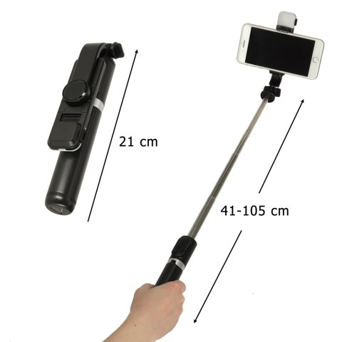 Kijek do selfie lampka LED statyw tripod czarny Kijek do selfie lampka LED statyw tripod czarny
