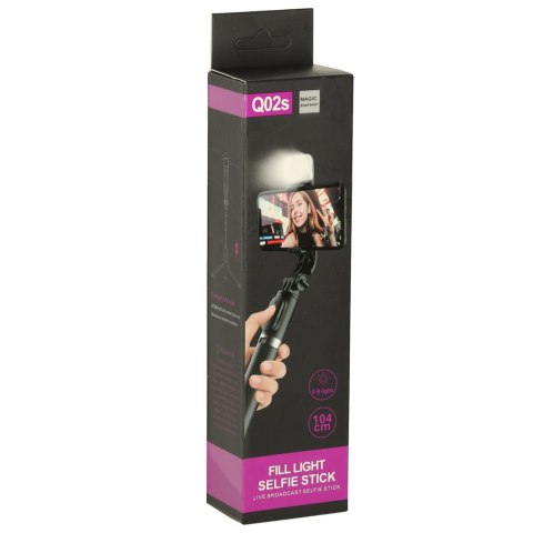 Kijek do selfie lampka LED statyw tripod czarny Kijek do selfie lampka LED statyw tripod czarny