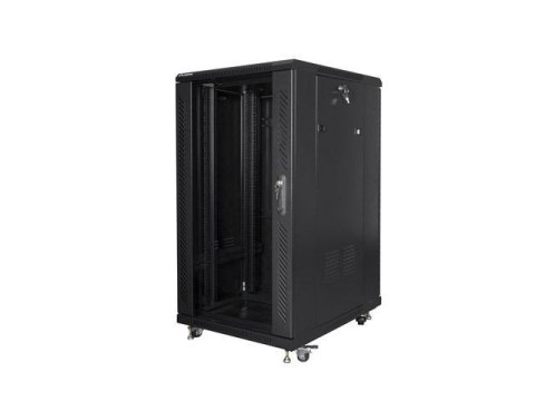 Szafa instalacyjna Rack stojąca 19" 22U 600x800 czarna Lanberg (flat pack) Szafa instalacyjna Rack stojąca 19" 22U 600x800 czarna Lanberg (flat pack)