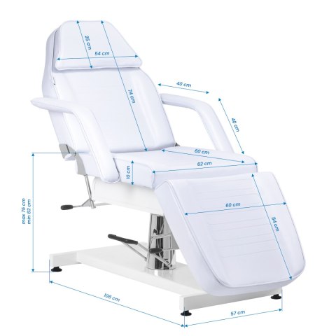 Fotel kosmetyczny Sillon hydrauliczny v2 210 zimna biel