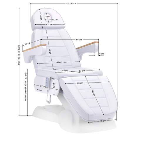Fotel kosmetyczny elektryczny Sillon Lux 3 silniki zimna biel