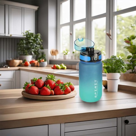 Butelka na wodę bidon ze słomką uchwytem sportowy 600ml niebiesko-zielony Butelka na wodę bidon ze słomką uchwytem sportowy 600ml niebiesko-zielony
