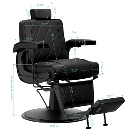 Hair System fotel barberski BM88066B czarny czarna rama