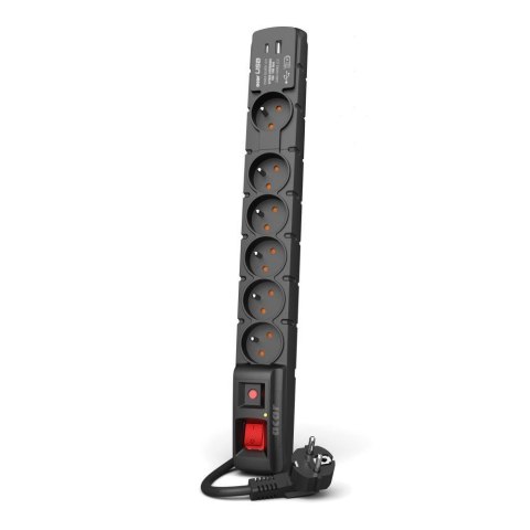 Listwa przeciwprzepięciowa Acar USB W2438 z szybką ładowarką 5m czarna Listwa przeciwprzepięciowa Acar USB W2438 z szybką ładowarką 5m czarna