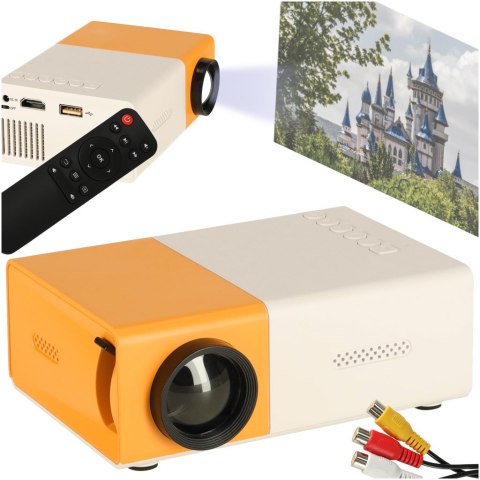 Mini projektor rzutnik przenośny LED TFT LCD 1920x1080 24-60" USB HDMI 12V biało-pomarańczowy Mini projektor rzutnik przenośny LED TFT LCD 1920x1080 24-60" USB HDMI 12V biało-pomarańczowy