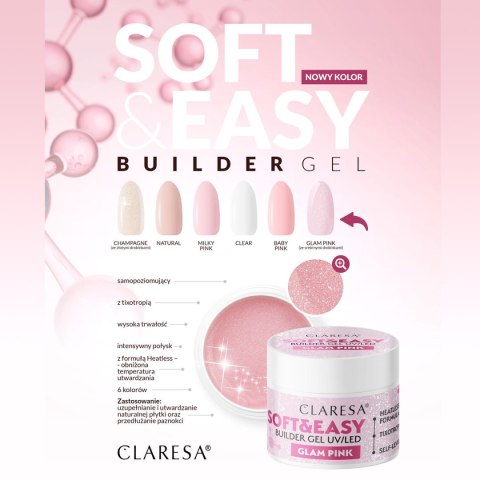 Claresa żel budujący Soft&Easy glam pink 45 g Claresa żel budujący Soft&Easy glam pink 45 g