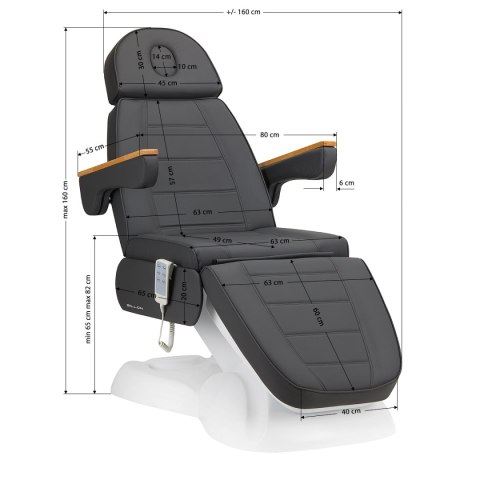 Fotel kosmetyczny elektryczny SILLON Lux 273b 3 silniki szary Fotel kosmetyczny elektryczny SILLON Lux 273b 3 silniki szary