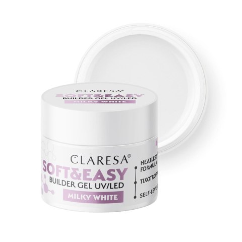Claresa żel budujący Soft&Easy gel milky white 45g Claresa żel budujący Soft&Easy gel milky white 45g