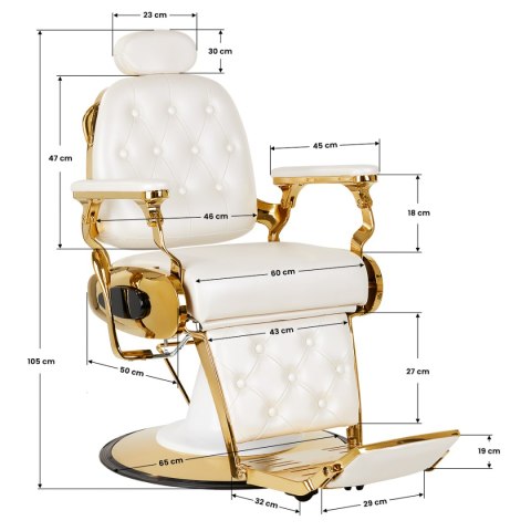 Gabbiano fotel barberski Francesco Gold biały Gabbiano fotel barberski Francesco Gold biały