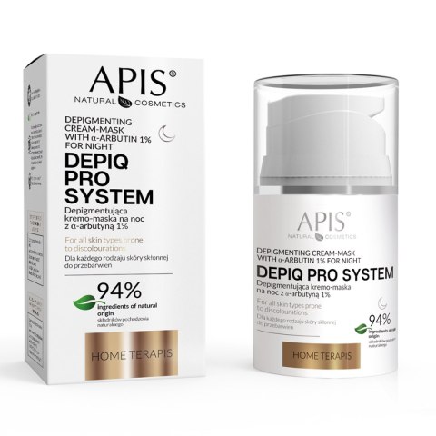 APIS DEPIQ PRO SYSTEM Depigmentująca kremo-maska na noc z α-arbutyną 1%, 50 ml APIS DEPIQ PRO SYSTEM Depigmentująca kremo-maska na noc z α-arbutyną 1%, 50 ml